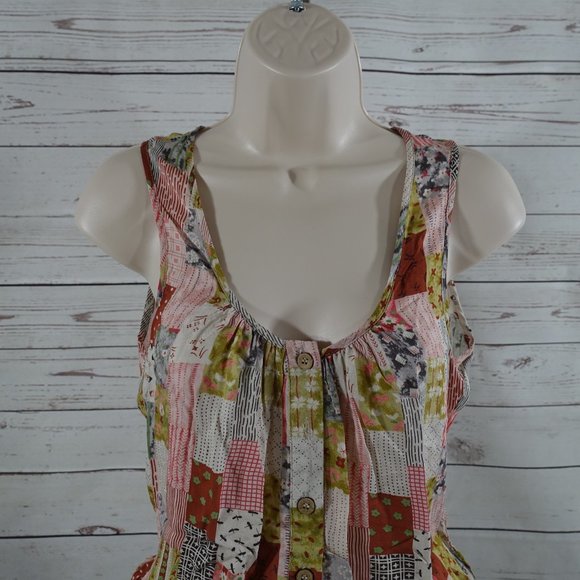 Mine Anthro Patchwork Print Peasant Blouse - Picture 2 of 6